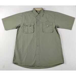 Eddie Bauer Shirt Mens Medium Green Short Sleeve Utility Hiking Fishing Ripstop